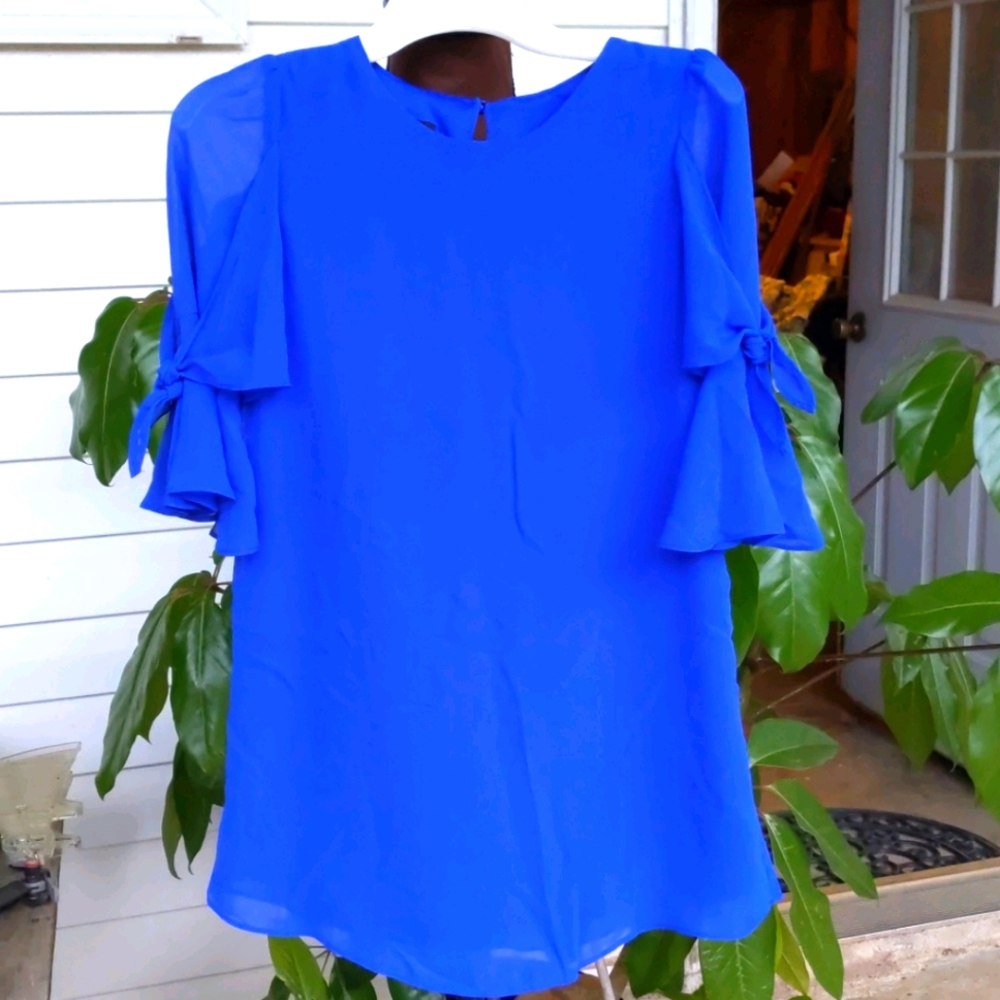 By&By Girl Cobalt Blue Bell Sleeve Dress